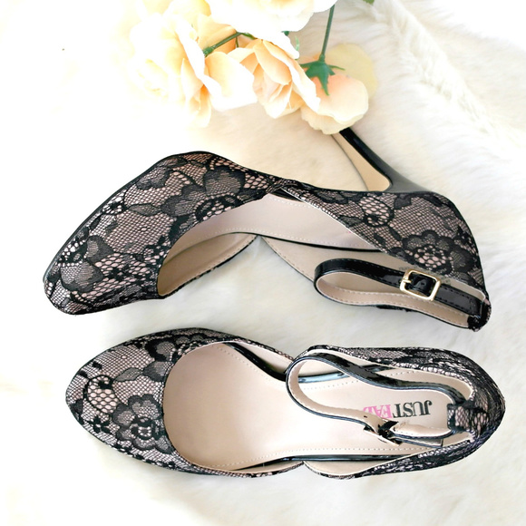 Anckle Strap Almond Toe Dress Lace D'Orsay Heels - Picture 4 of 4